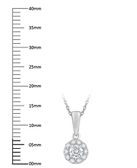 Macy's Diamond Round Shape Halo Pendant Necklace (1/4 ct. t.w.) in 10k White Gold