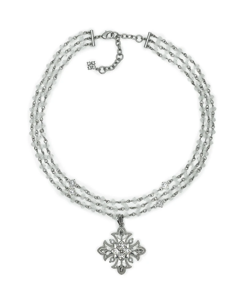 Patricia Nash Three Strand Rhodium Plated Necklace