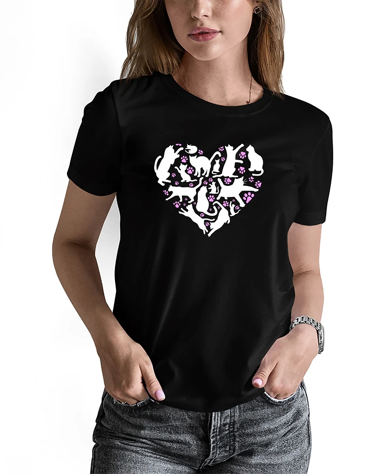 La Pop Art Women's Cat Heart Word Long Sleeve T-Shirt