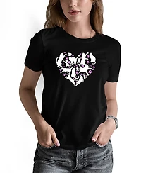 La Pop Art Women's Cat Heart Word Long Sleeve T-Shirt