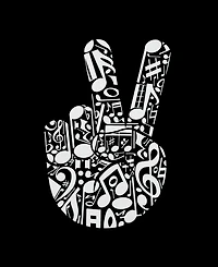 La Pop Art Women's Peace Finger Notes Word Long Sleeve T-Shirt