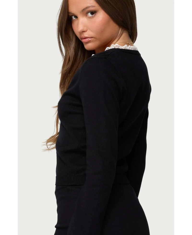 Edikted Women's Sansa Lacey Knit Cardigan