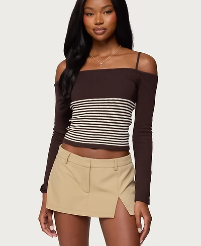 Edikted Women's Darya Striped Off Shoulder Knit Top