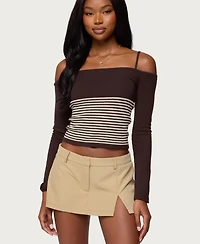 Edikted Women's Darya Striped Off Shoulder Knit Top