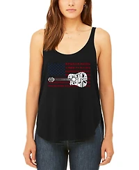 La Pop Art Women's America Rocks Premium Word Flowy Tank Top