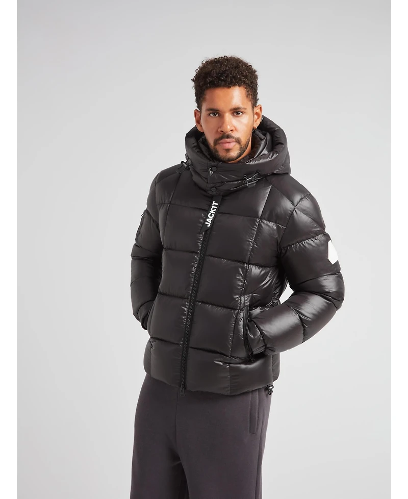 JACK1T Men's Ez Boxed Hooded Racer Puffer Jacket