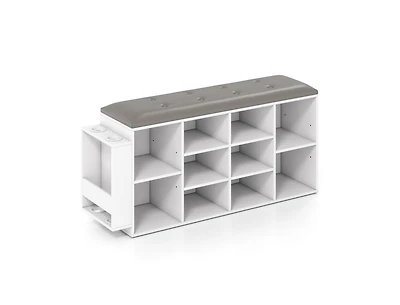 Slickblue Shoe Storage Bench with Umbrella Holder and Adjustable Shelf