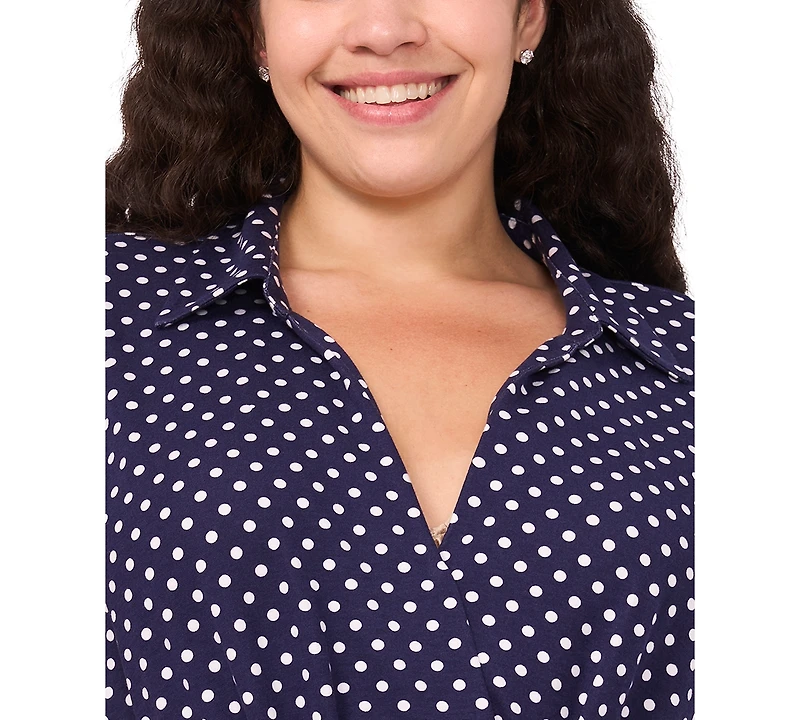 Msk Plus Pull-On Printed Belted Midi Shirtdress