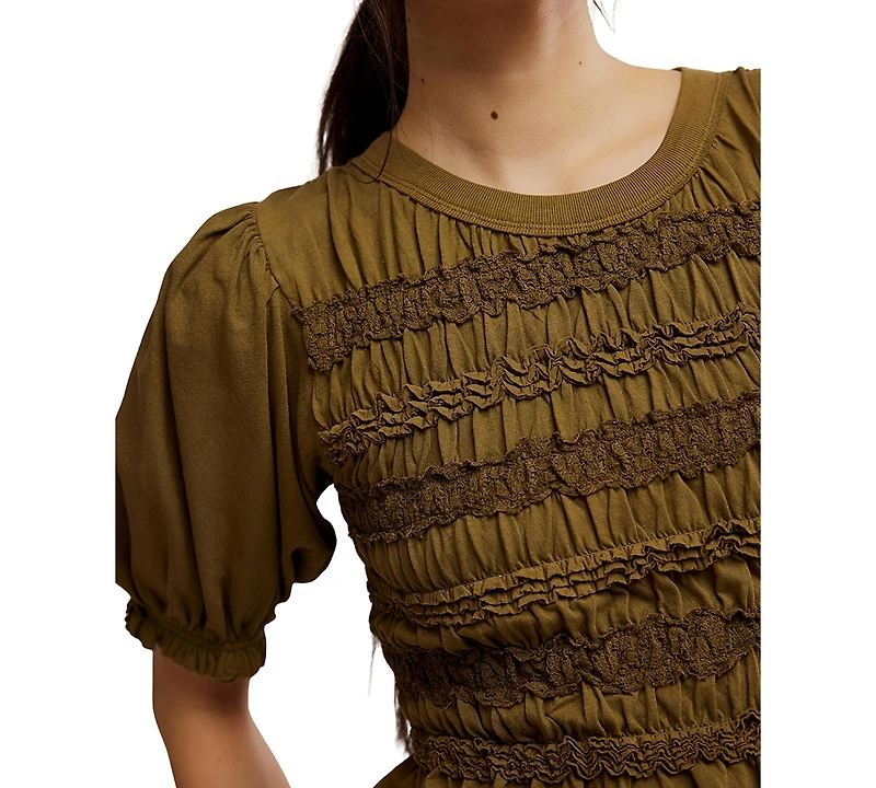 Free People Women's Cotton Puff-Sleeve Peplum Top