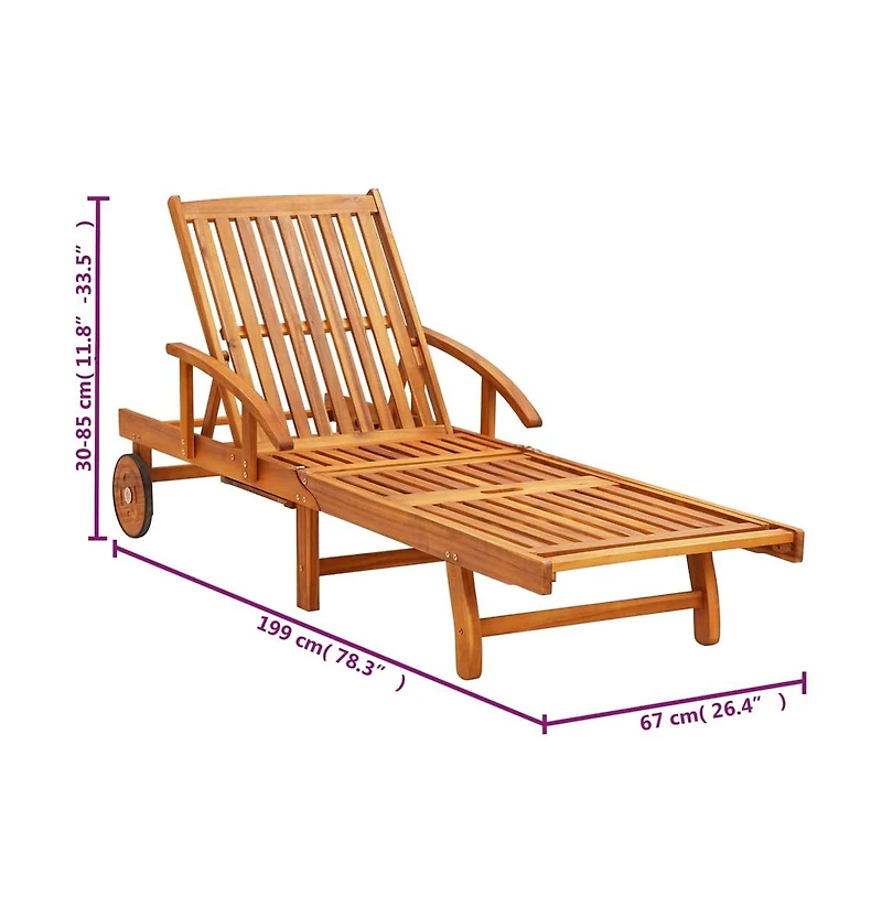 vidaXL Sun Lounger Wooden with cushions