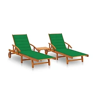 vidaXL Sun Lounger Wooden with cushions