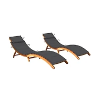 vidaXL Sun Lounger Anthracite Solid Acacia Wood, Fabric lounge chairs