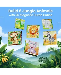 Contixo ST10 Magnetic Jungle Animal Puzzle Blocks – 25-Piece Stem Learning Toy, 6-in-1 Puzzles for Kids Ages 3+