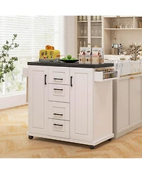 Costway Rolling Kitchen Island Cart on Wheels Mobile Serving Utility Trolley Cart
