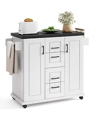 Costway Rolling Kitchen Island Cart on Wheels Mobile Serving Utility Trolley Cart