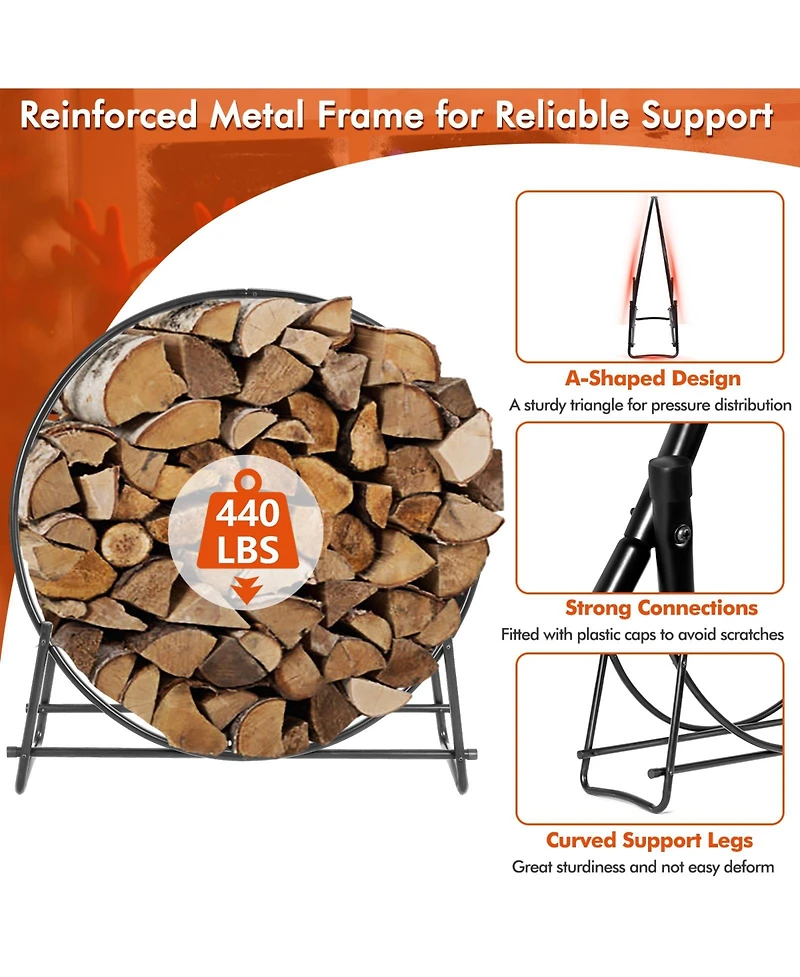 Sugift 40-inch Tubular Steel Firewood Storage Rack