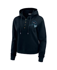 Wear by Erin Andrews Women's Navy Carolina Panthers Waffle Hoodie Pullover Top