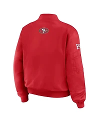 Wear by Erin Andrews Women's Scarlet San Francisco 49ers Patch Full-Zip Bomber Jacket
