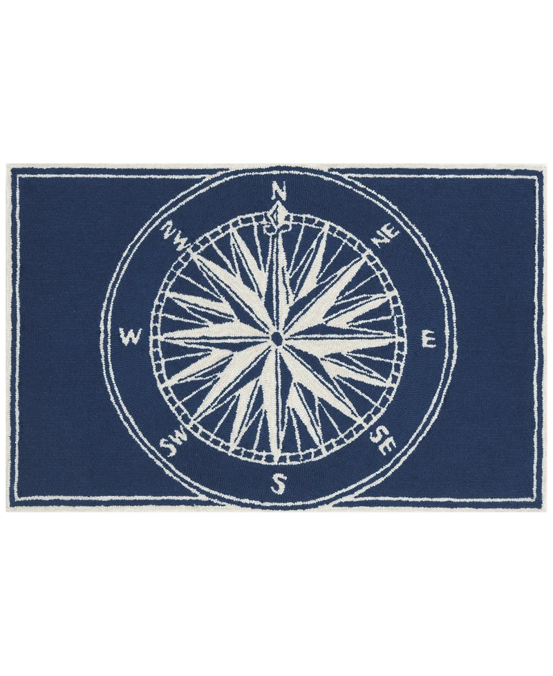 Liora Manne Front Porch Indoor/Outdoor Compass Navy 2'6'' x 4' Area Rug