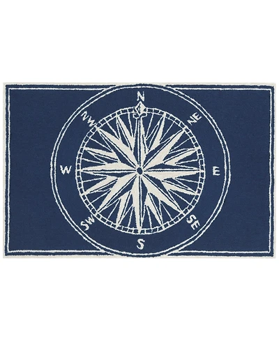 Liora Manne Front Porch Indoor/Outdoor Compass Navy 2'6'' x 4' Area Rug