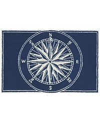 Liora Manne Front Porch Indoor/Outdoor Compass Navy 2'6'' x 4' Area Rug