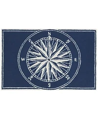 Liora Manne Front Porch Indoor Outdoor Compass Navy Area Rug