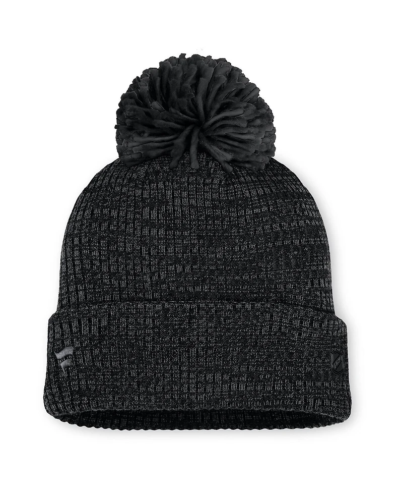 Women's Black Seattle Kraken Authentic Pro Road Cuffed Knit Hat with Pom