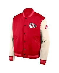 Nike Men's Red/Cream Kansas City Chiefs Rewind Legacy Full-Snap Bomber Jacket