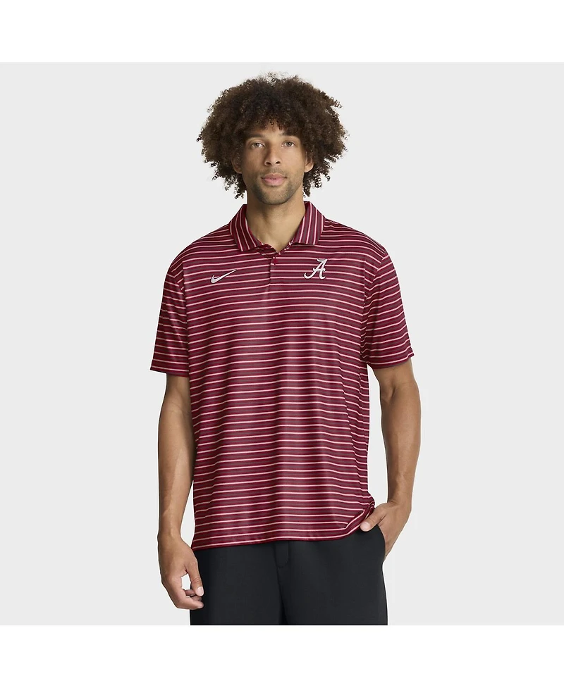 Nike Men's Crimson Alabama Tide 2025 Coaches Premium Tour Stripe Dri-fit Polo Shirt