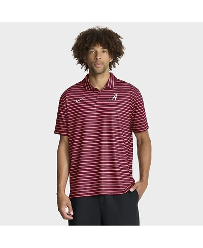 Nike Men's Crimson Alabama Tide 2025 Coaches Premium Tour Stripe Dri-fit Polo Shirt