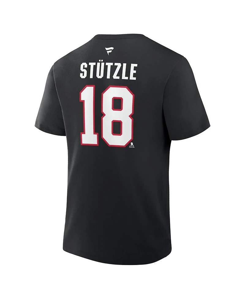 Men's Tim Stutzle Black Ottawa Senators Authentic Stack Name Number T-Shirt