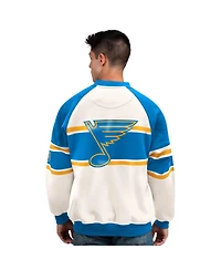 Starter Men's White St. Louis Blues Defense Fleece Crewneck Sweatshirt