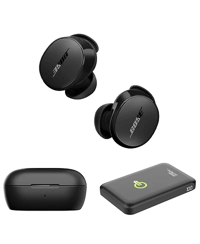 Bose QuietComfort Wireless Noise Cancelling Earbuds,Bundle with 10000mAh 38.5Wh Qi Portable Power Bank