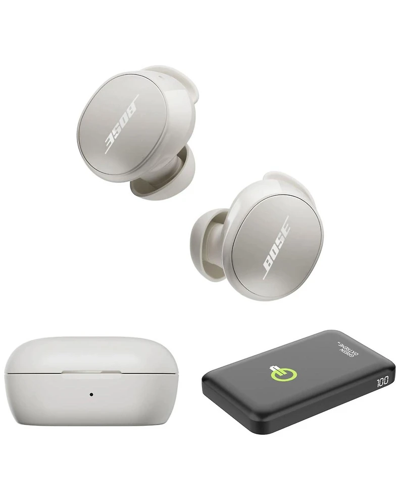 Bose QuietComfort Wireless Noise Cancelling Earbuds,Bundle with 10000mAh 38.5Wh Qi Wireless Portable Power Bank