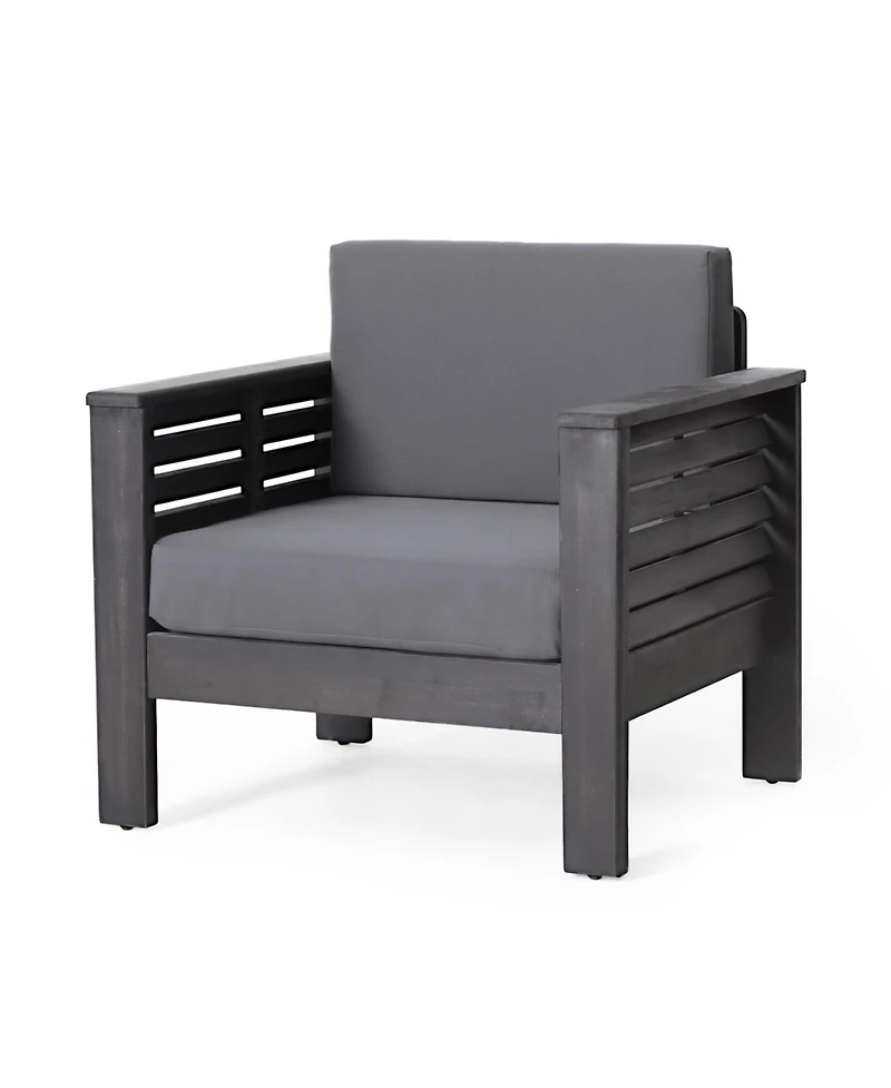 Streamdale Acacia Wood Club Chairs With Cushions, Dark Gray