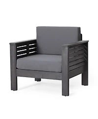 Streamdale Acacia Wood Club Chairs With Cushions, Dark Gray