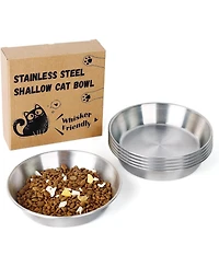 Wopet 6 Pack Stainless Steel Cat Food Bowls Deep Whisker Friendly Non Slip Silicone Base Easy Clean Indoor Feeding Dishes 59 Inch