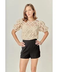 English Factory Women's Floral Texture Top