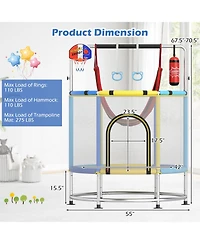 Gymax 6-in-1 Kids Trampoline Combo 55'' Toddler Play Activity Center w/Hammock