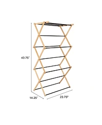 Household Essentials Bamboo Folding Clothes Drying Rack, Black