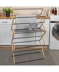 Household Essentials Folding Clothes Drying Rack, with 14 Coated Metal Dowels, Black