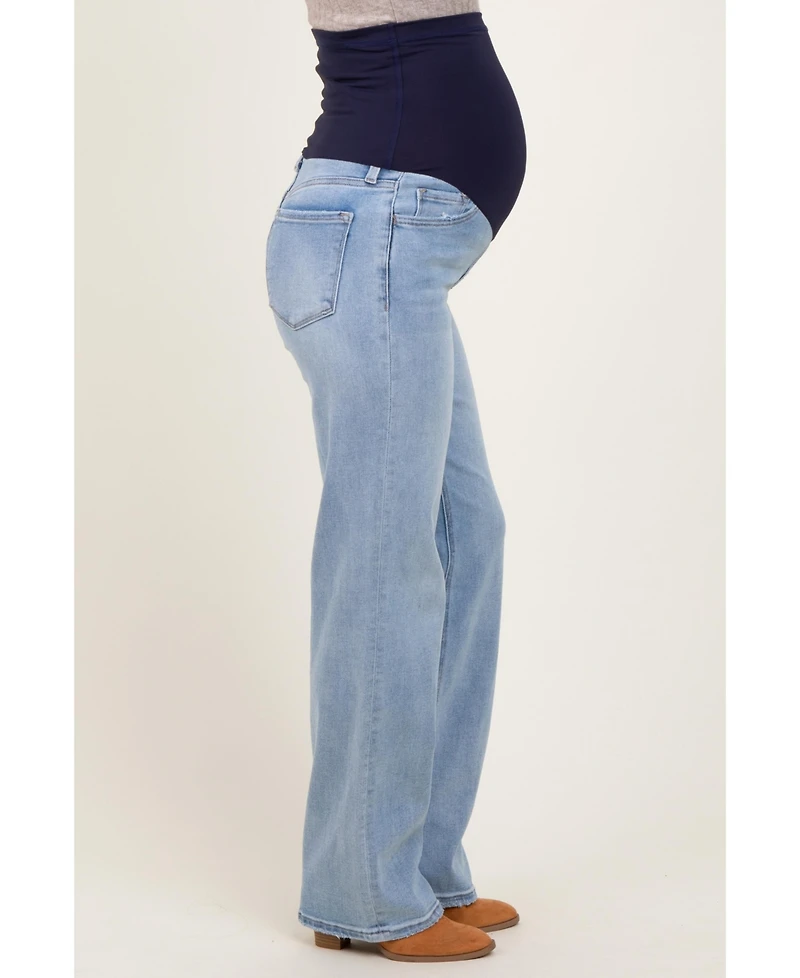 Pinkblush Maternity Light Blue Washed Relaxed Straight Leg Jeans