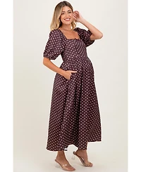 Pinkblush Maternity Polka Dot Square Neck Midi Dress