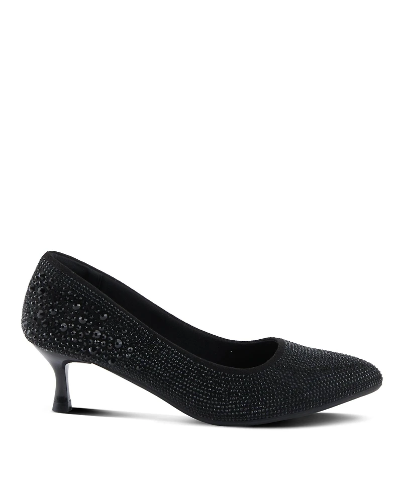 Patrizia Tyanna Women's Kitten Heel Pump Textile Upper With Crystal Details