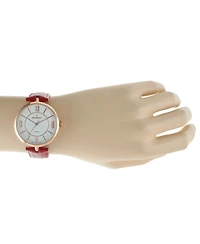 Peugeot Women's Rose Gold 38mm Watch T-Bar Dress Red Leather Strap