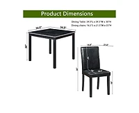 sumyeg 5-Piece Counter Height Dining Set with Crystal Accent Square Wood Table and 4 Upholstered Chairs