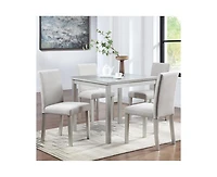 sumyeg 5-Piece Counter Height Dining Set with Crystal Accent Square Wood Table and 4 Upholstered Chairs