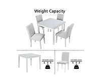sumyeg 5-Piece Counter Height Dining Set with Crystal Accent Square Wood Table and 4 Upholstered Chairs