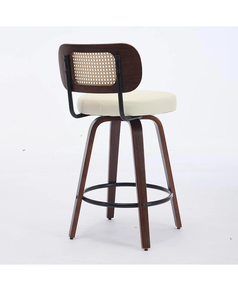 Casainc Set of 2 Rattan Counter Stools with Swivel Seat and Cane Back, 26'' Height