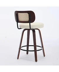 Casainc Set of 2 Rattan Counter Stools with Swivel Seat and Cane Back, 26'' Height